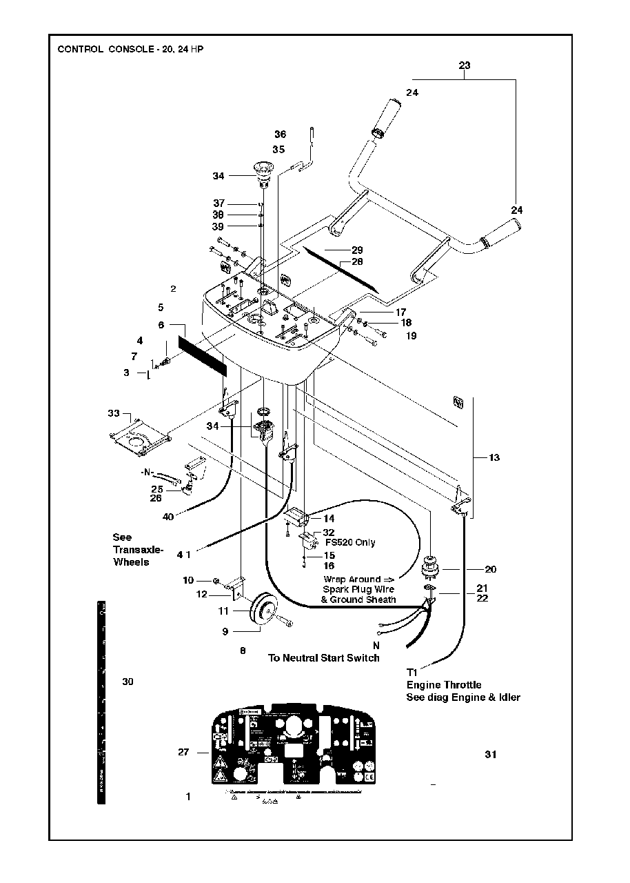 Control Console Diagram and Parts List for FS520 (FS 524)(2007-08) Husqvarna Circular Saw
