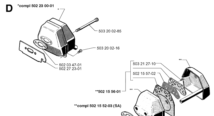Muffler Diagram and Parts List for 250RX 19973100001-Current Husqvarna Brush Cutter