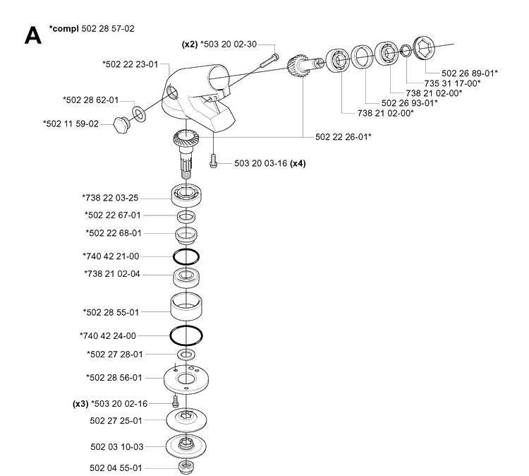 Bevel Gear 2 Diagram and Parts List for 240R 20053600001-Current Husqvarna Brush Cutter