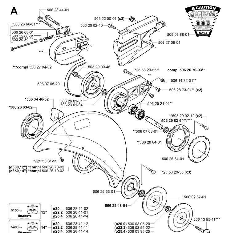 Cutting Arm And Blade Guard Diagram and Parts List for 371K 2002-01 Husqvarna Lawn Tractor Accessories