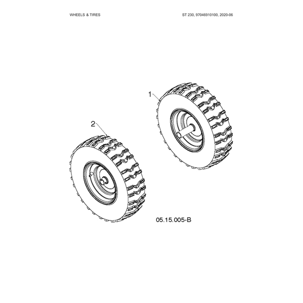 Wheels & Tires Diagram and Parts List for 970528802  Husqvarna Snow Blower