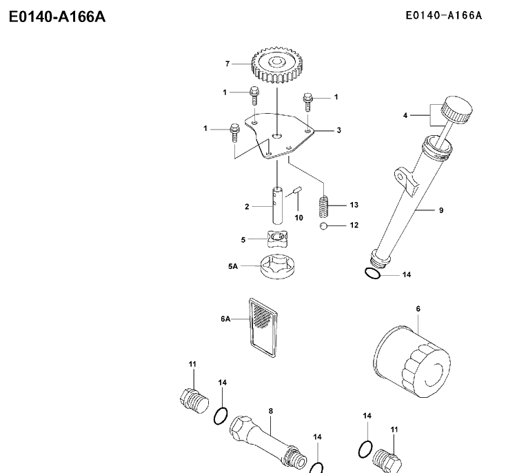 Oil Filter Diagram and Parts List for FH451V 2001-03 Husqvarna Engine