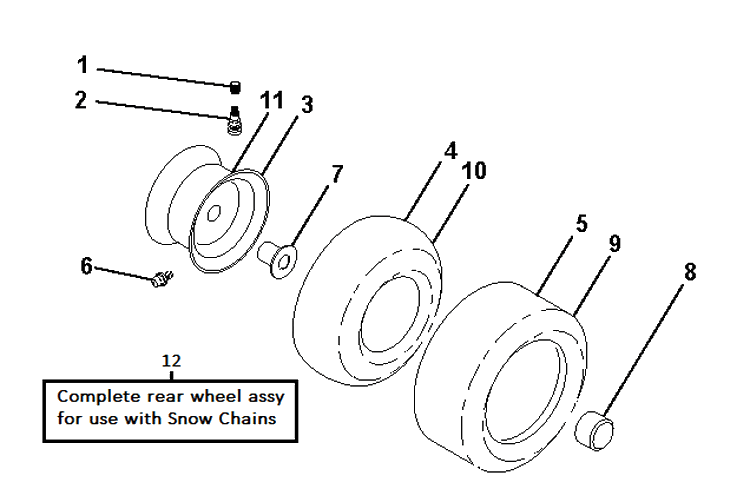 Wheels And Tires Diagram and Parts List for TS248TD (96043032500)(2020-08) Husqvarna Lawn Tractor