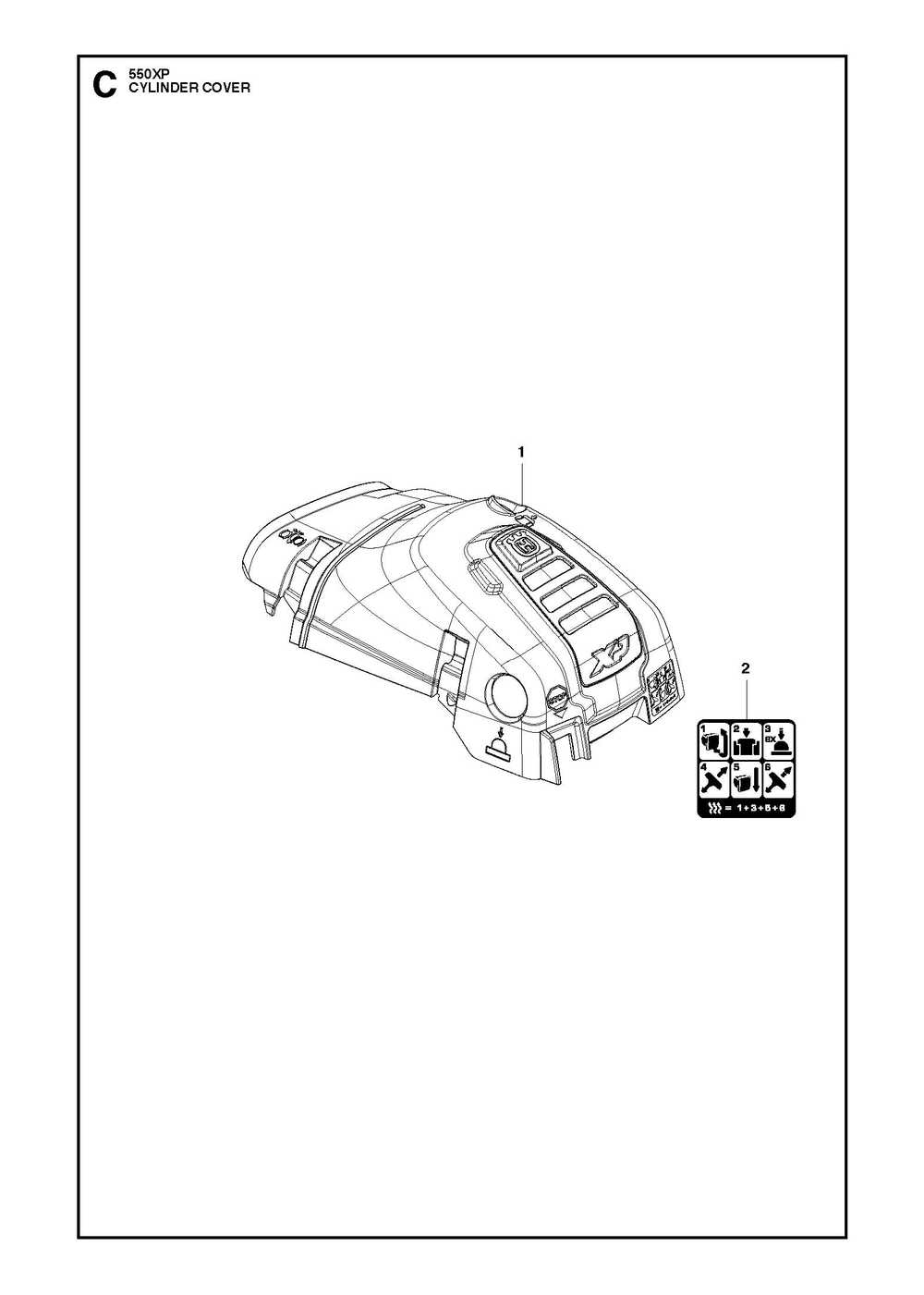 Cylinder Cover Diagram and Parts List for 550XPG  Husqvarna Chainsaw