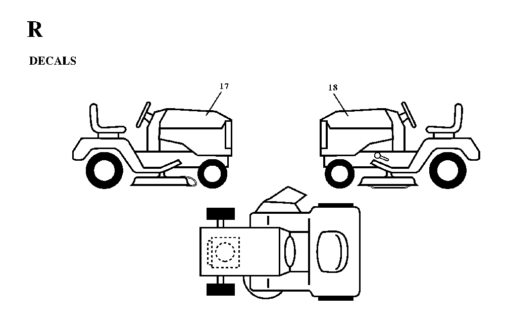 Decals Diagram and Parts List for LT130 (HE1336D, 954820081)(1997-03) Husqvarna Lawn Tractor