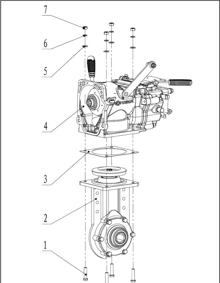 Transmission 4 Diagram and Parts List for TF545D  Husqvarna Cultivator