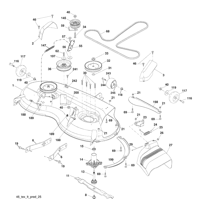 Mower Deck Diagram and Parts List for 2246LS (96043007600)(2008-12) Husqvarna Lawn Mower