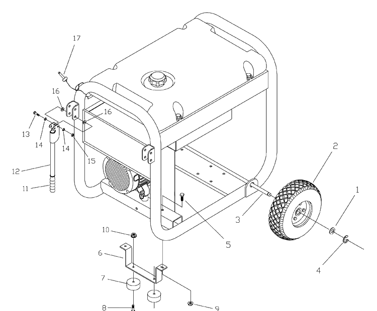 Wheel Kit Diagram and Parts List for 1365GN 2006-04 Husqvarna Generator