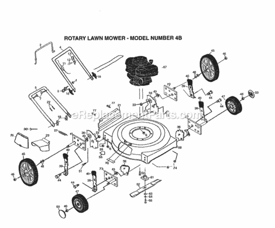 Page A Diagram and Parts List for 4B 1999 And Before Husqvarna Lawn Mower