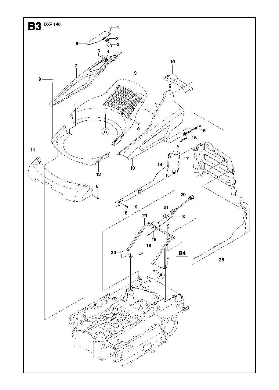 Cover Diagram and Parts List for DXR140 (1 & Above)(2013-08) Husqvarna Demolition Hammer