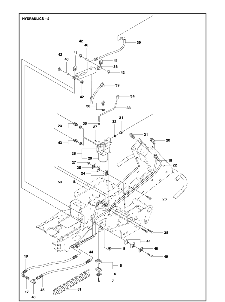 Hydraulic Pump - Motor 2 Diagram and Parts List for R418TS AWD Husqvarna Lawn Mower