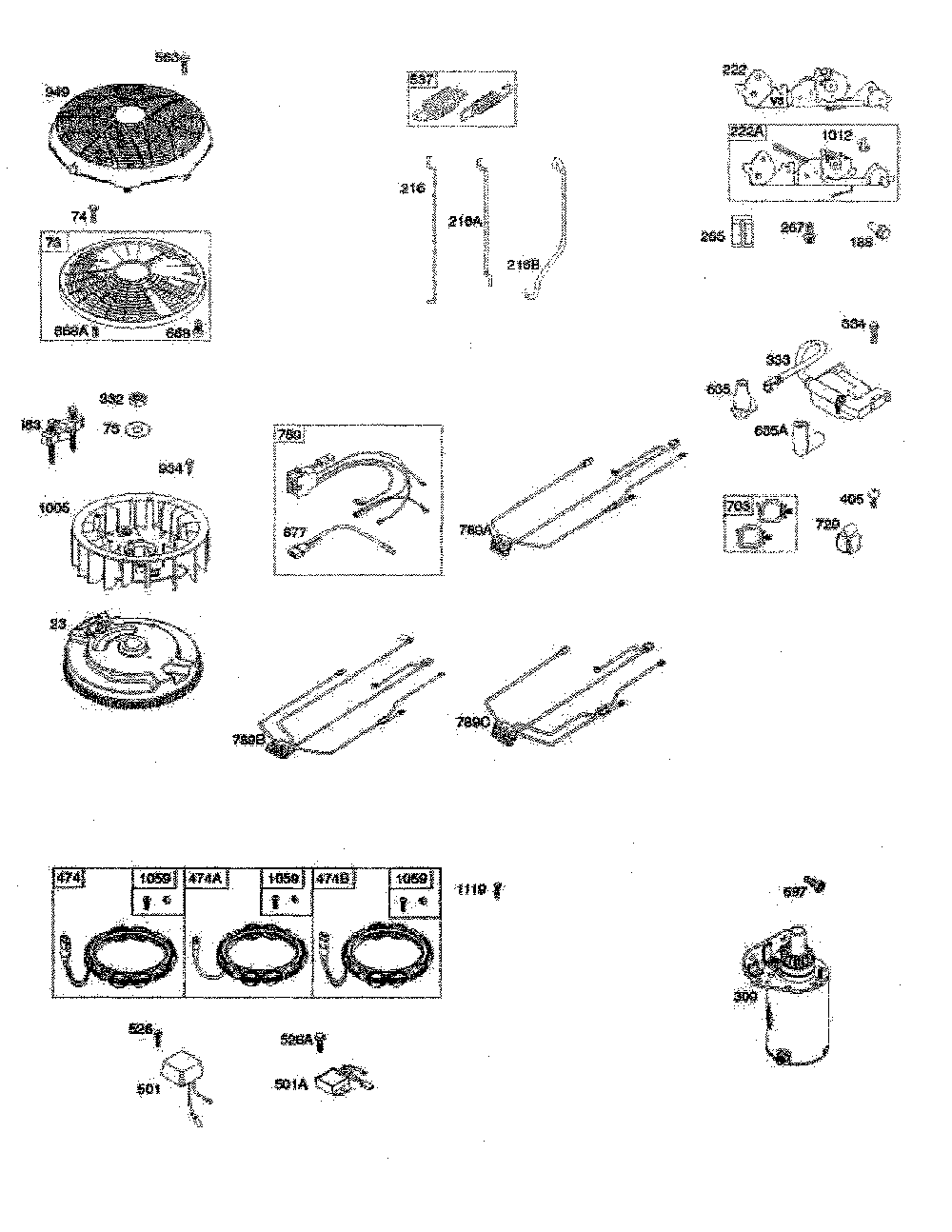 Alternator/flywheel/starter Diagram and Parts List for YTA22V46-96045005100  Husqvarna Lawn Tractor