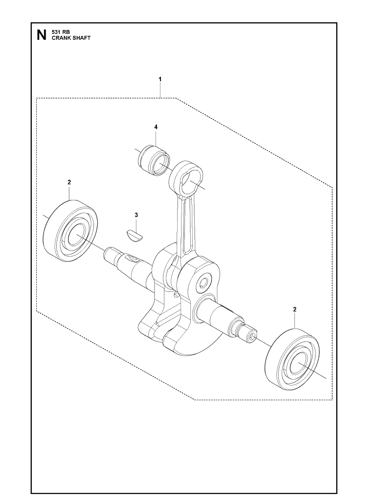 Crankshaft Diagram and Parts List for 531RB  Husqvarna Brush Cutter