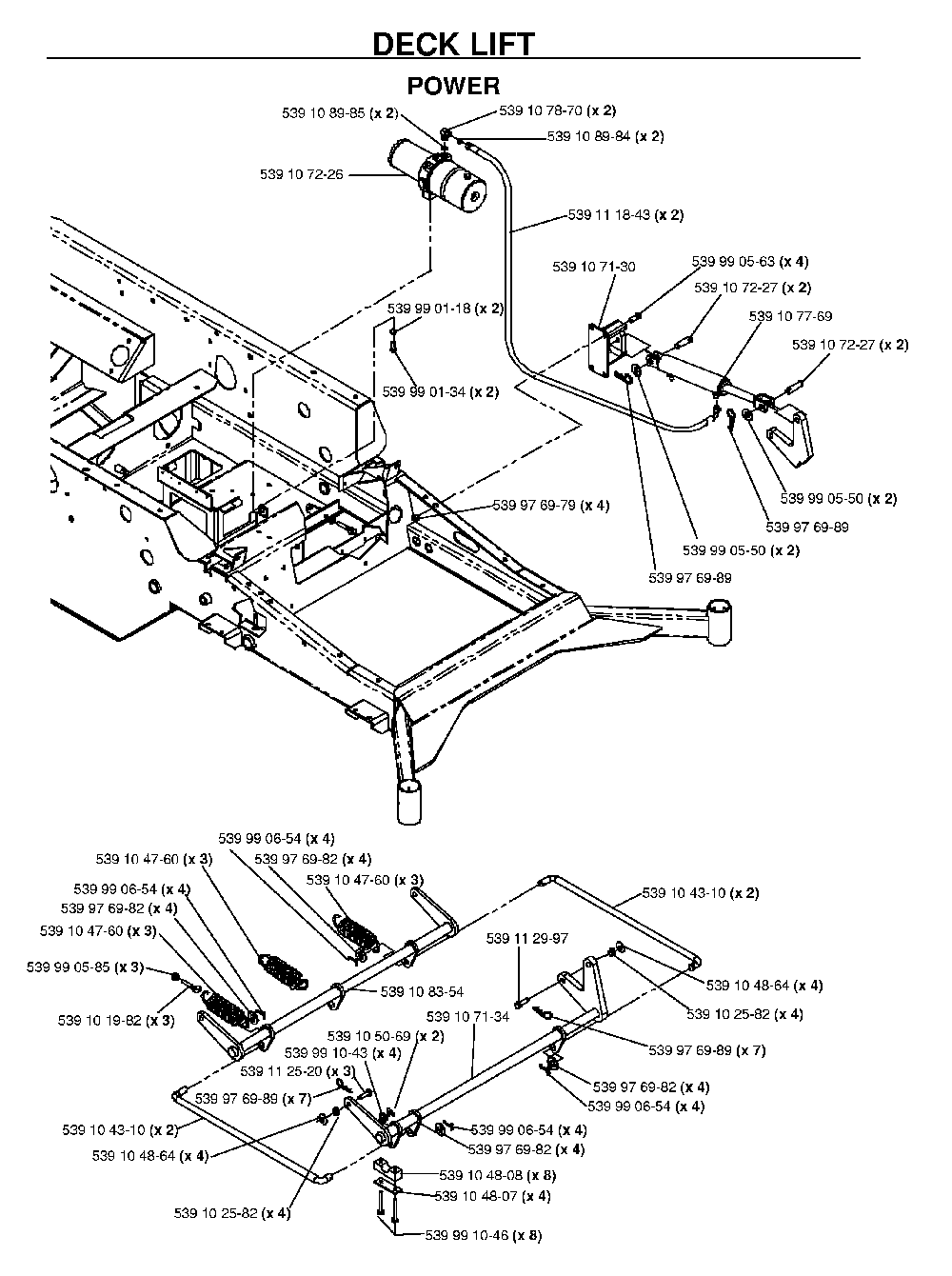 Mower Lift / Deck Lift Diagram and Parts List for BZ34C (968999316)(2006-04) Husqvarna Lawn Tractor