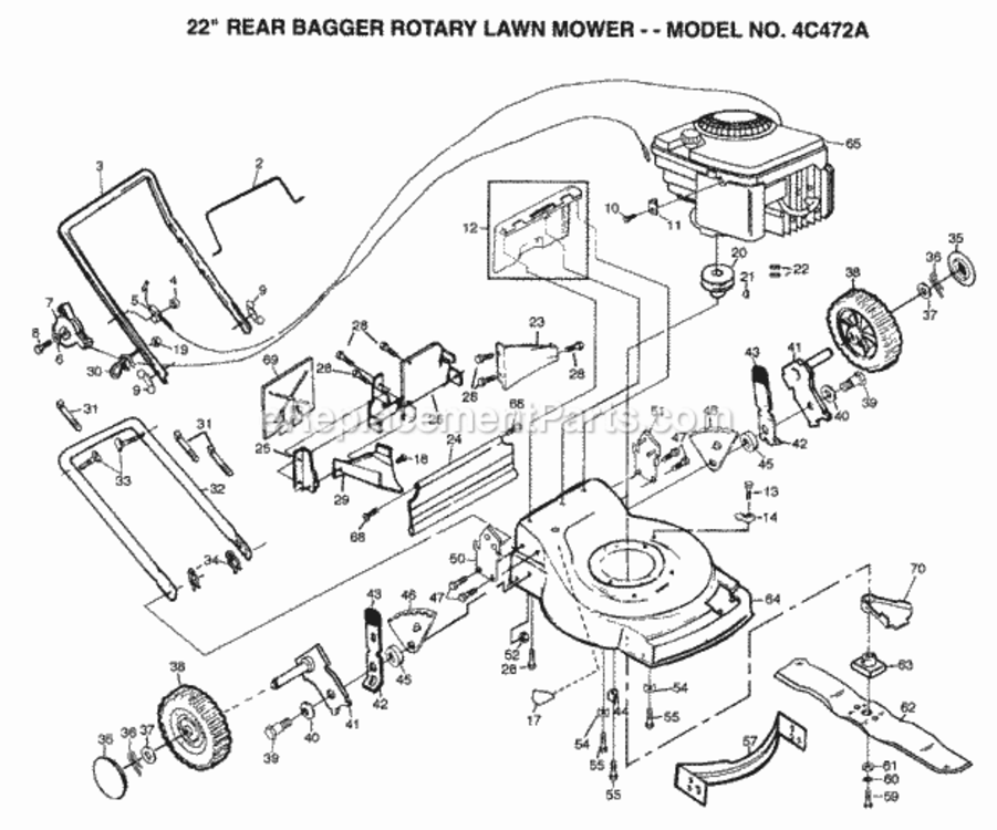 Page B Diagram and Parts List for 4C472A 1999 And Before Husqvarna Lawn Mower