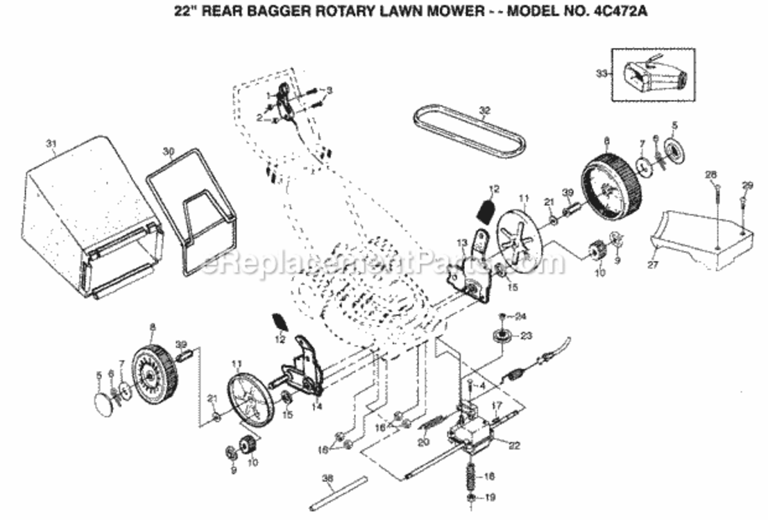 Page C Diagram and Parts List for 4C472A 1999 And Before Husqvarna Lawn Mower