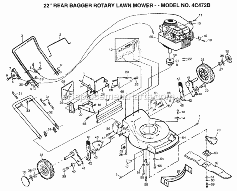 Page A Diagram and Parts List for 4C472B 1999 And Before Husqvarna Lawn Mower