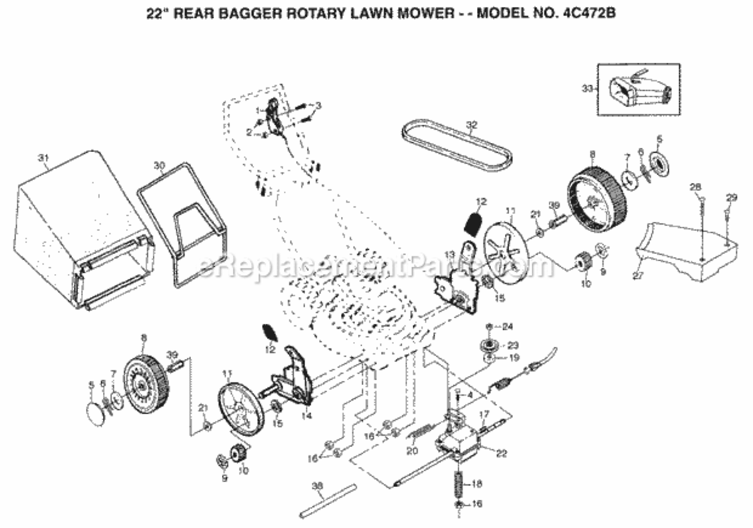 Page B Diagram and Parts List for 4C472B 1999 And Before Husqvarna Lawn Mower