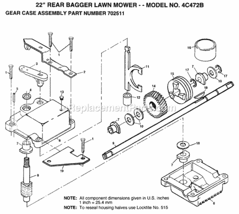 Page C Diagram and Parts List for 4C472B 1999 And Before Husqvarna Lawn Mower