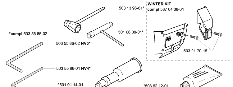 Accessories Diagram and Parts List for 385EPA 2003-10 Husqvarna Chainsaw