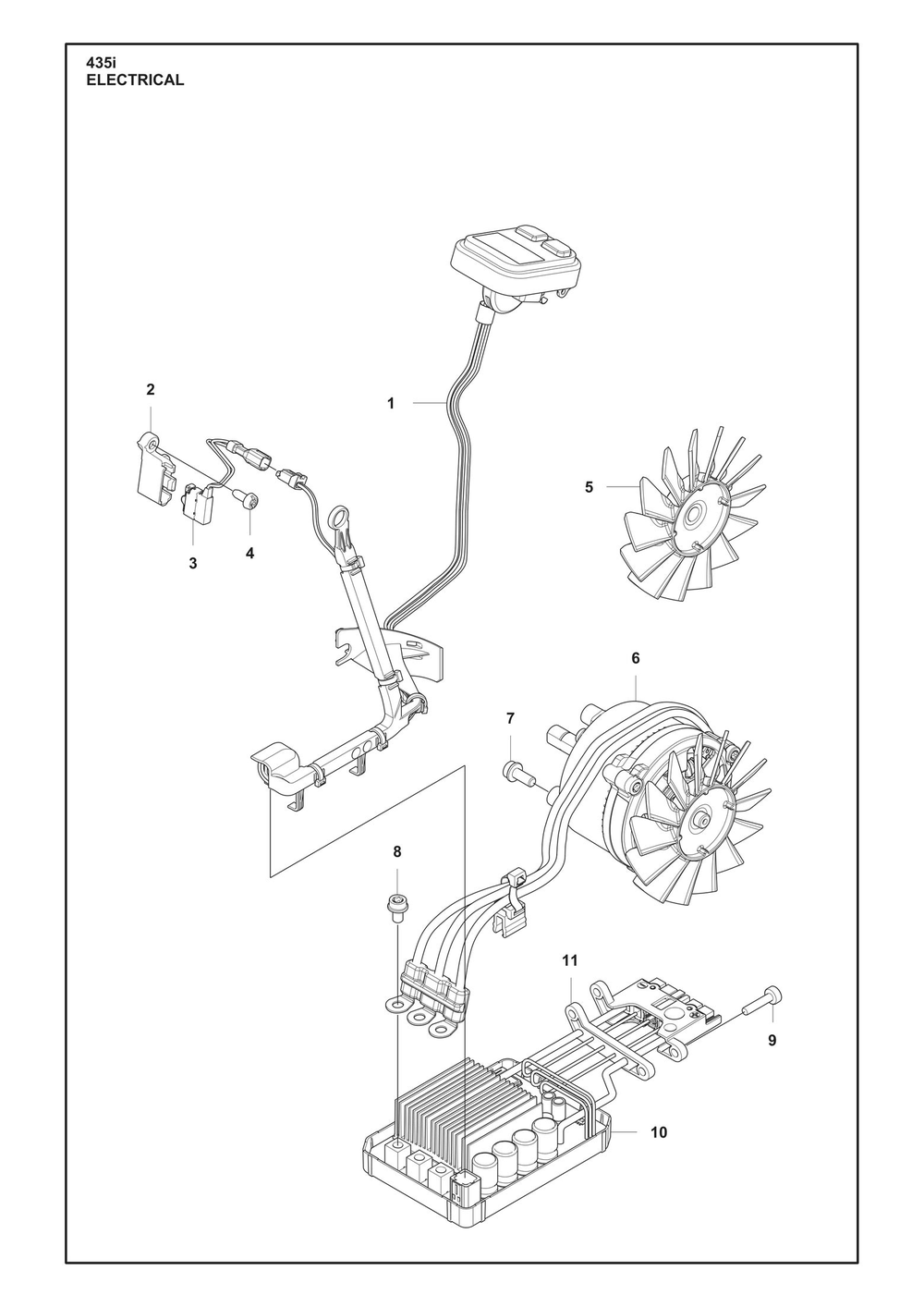 Electrical Diagram and Parts List for 435I  Husqvarna Chainsaw