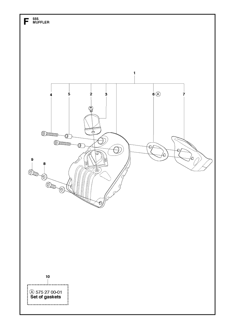 Muffler Diagram and Parts List for 555 2011-03 Husqvarna Chainsaw