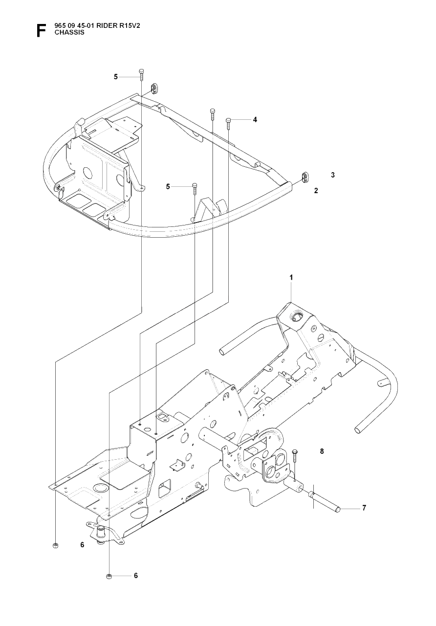 Chassis / Frame Diagram and Parts List for R15-V2 (965094501)(2007-01) Husqvarna Lawn Tractor