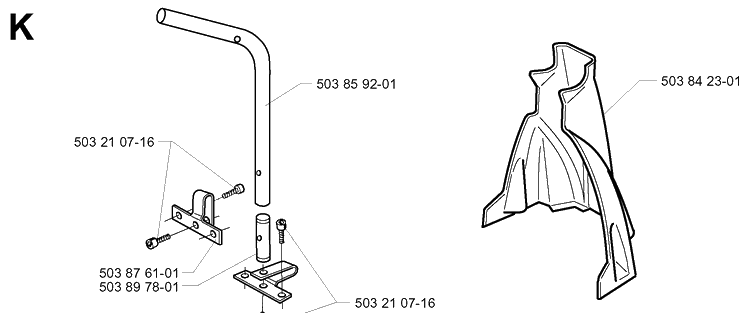 Handle Diagram and Parts List for 225HBV 20000100001-Current Husqvarna Leaf Blower / Vacuum