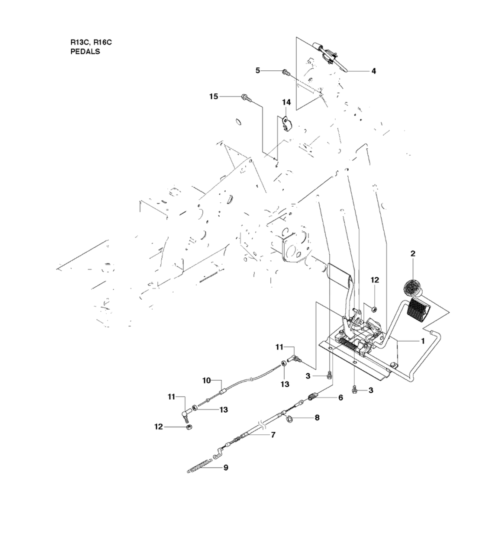 Pedals 2 Diagram and Parts List for R13C (965094301)(2010-07) Husqvarna Lawn Tractor
