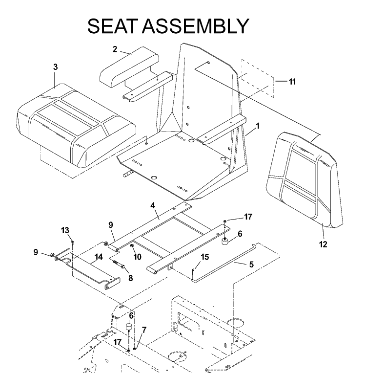 Seat Diagram and Parts List for IZ5223 (968999207)(2004-08) Husqvarna Lawn Mower
