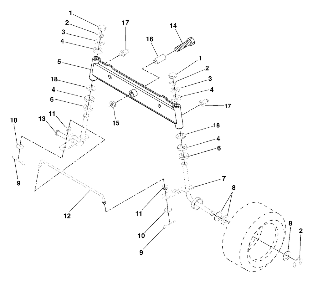 Front Axle Diagram and Parts List for LT125 (954170001-B)(1996-10) Husqvarna Lawn Tractor