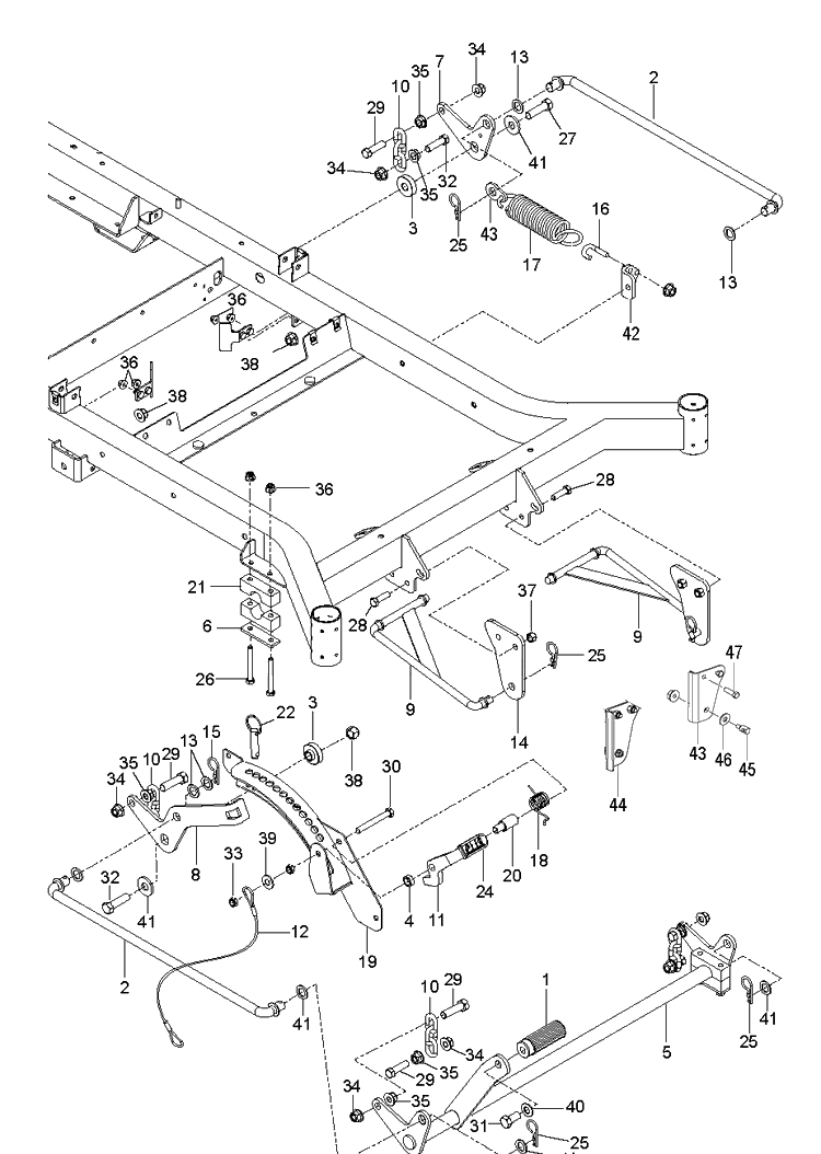 Mower Lift / Deck Lift Diagram and Parts List for M-ZT52  Husqvarna Lawn Mower