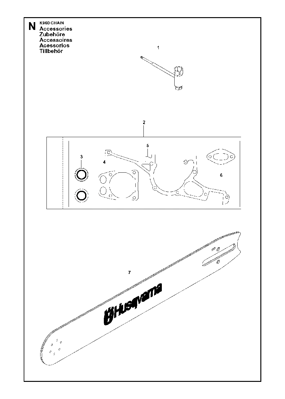Tools Diagram and Parts List for K960CHAIN 2008-03 Husqvarna Circular Saw