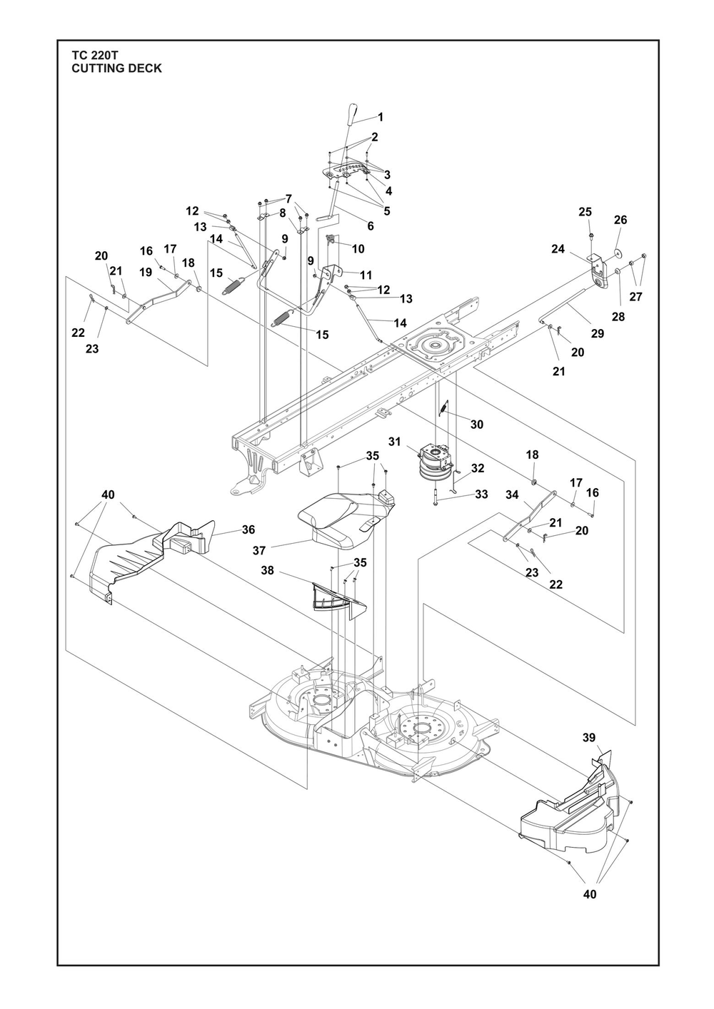 Mower Deck / Cutting Deck Diagram and Parts List for TC220T  Husqvarna Lawn Tractor