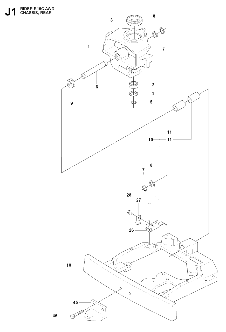 Transmission 2 Diagram and Parts List for R16CAWD (966830301)(2009-04) Husqvarna Lawn Tractor
