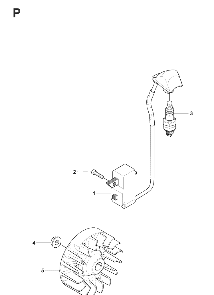 Ignition System Diagram and Parts List for 241RJ  Husqvarna Brush Cutter