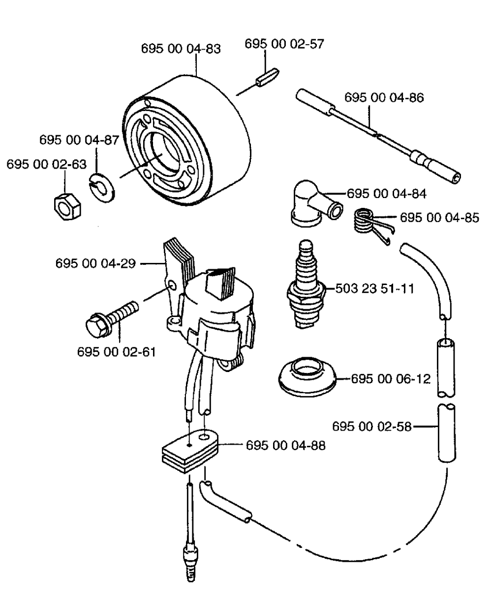 Ignition And Flywheel Diagram and Parts List for 155BT 1998-10 Husqvarna Leaf Blower / Vacuum