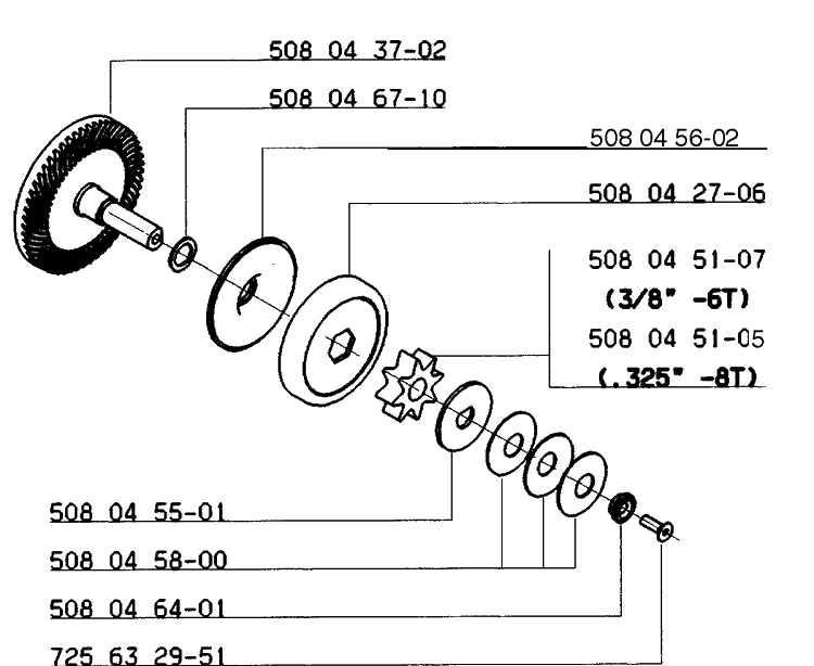 Gear Assembly Diagram and Parts List for ELECTRIC16 1999-04 Husqvarna Chainsaw