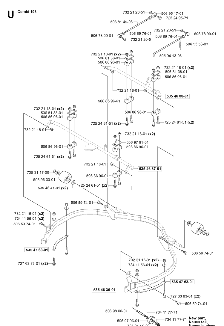 Protection Frame Diagram and Parts List for PR18 (953521901)(2004-01) Husqvarna Lawn Mower