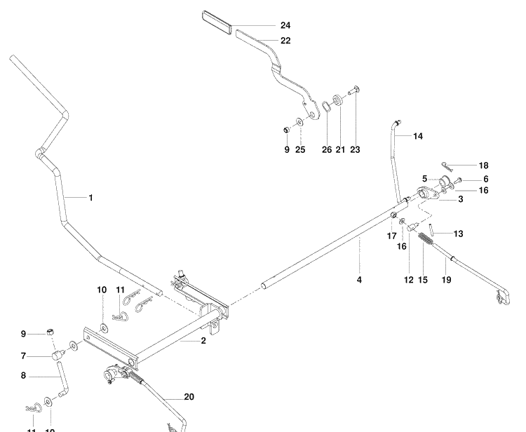 Brake / Deck Lift Diagram and Parts List for RZ3016 (966042901)(2009-09) Husqvarna Lawn Mower