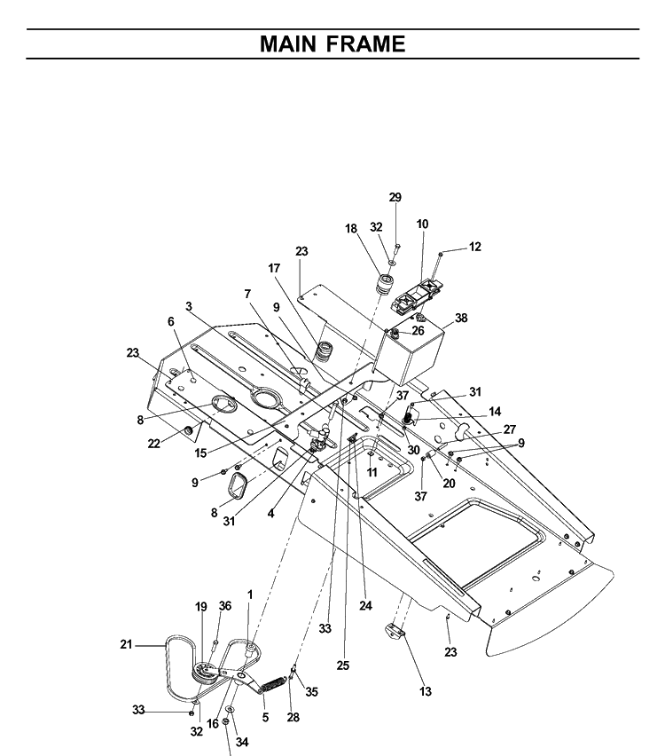 Frame 28 Diagram and Parts List for MZ54 (97045580100)(2019-12) Husqvarna Lawn Mower