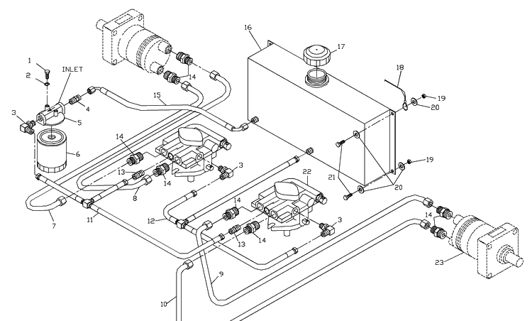 Hydraulic Assembly Diagram and Parts List for ZTH4817A (539104701-01)(2000-03) Husqvarna Lawn Mower
