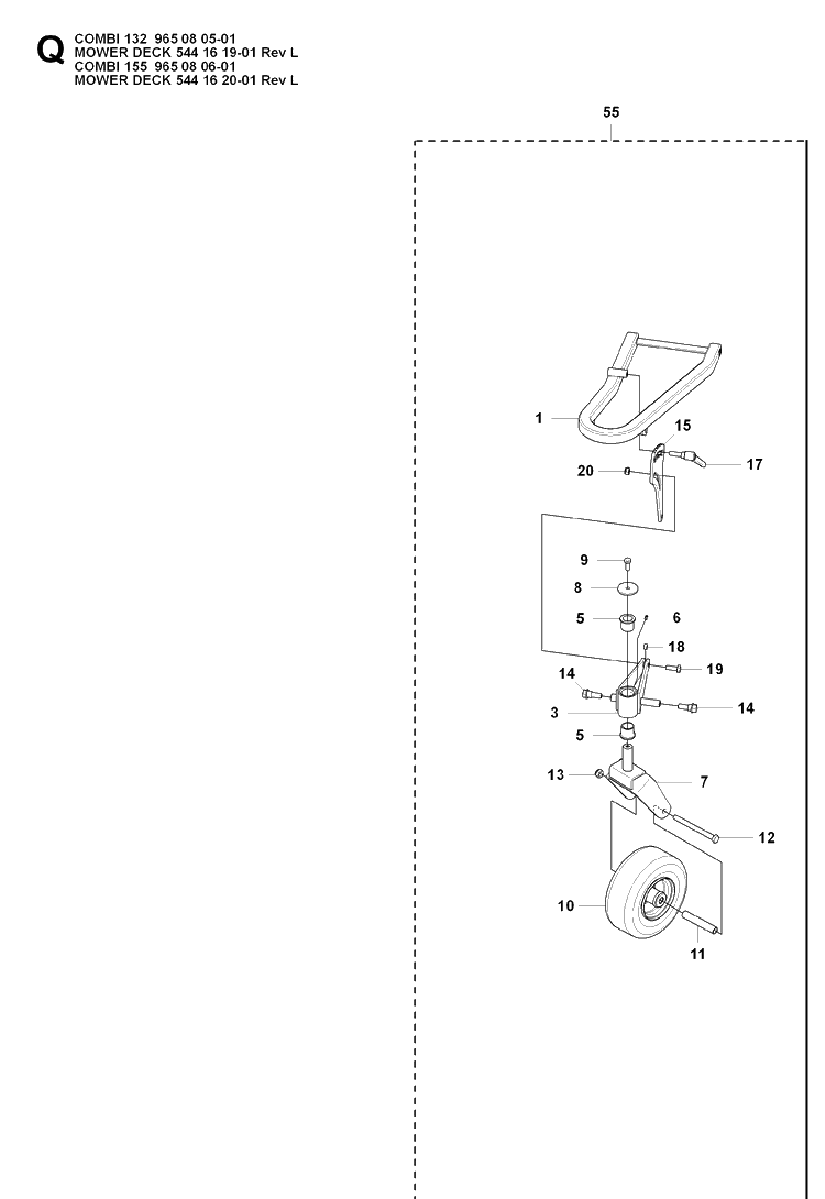 61 Inch/155cm Cutting Deck 4 Diagram and Parts List for PT26D (965160601)(2008-03) Husqvarna Lawn Mower