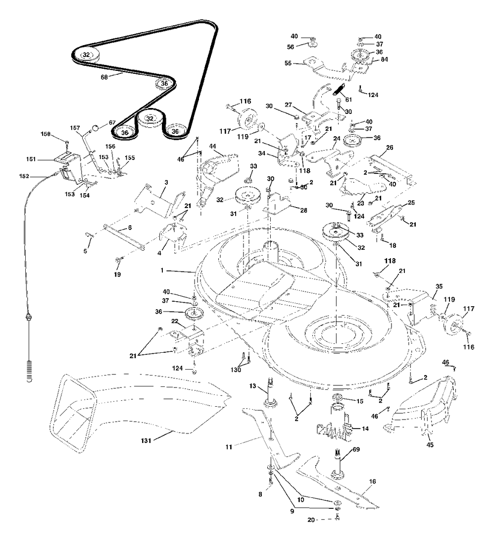 Mower Diagram and Parts List for CT130 (954170017-D)(2001-08) Husqvarna Lawn Tractor