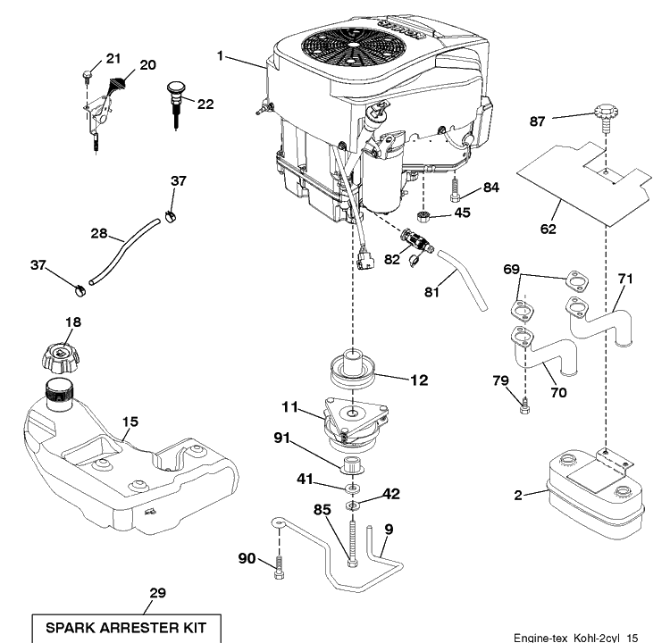 Engine Diagram and Parts List for LGT2654 (96043014800)(2012-10) Husqvarna Lawn Tractor