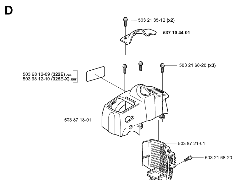 Cover Diagram and Parts List for 322E 20010100001-Current Husqvarna Edger