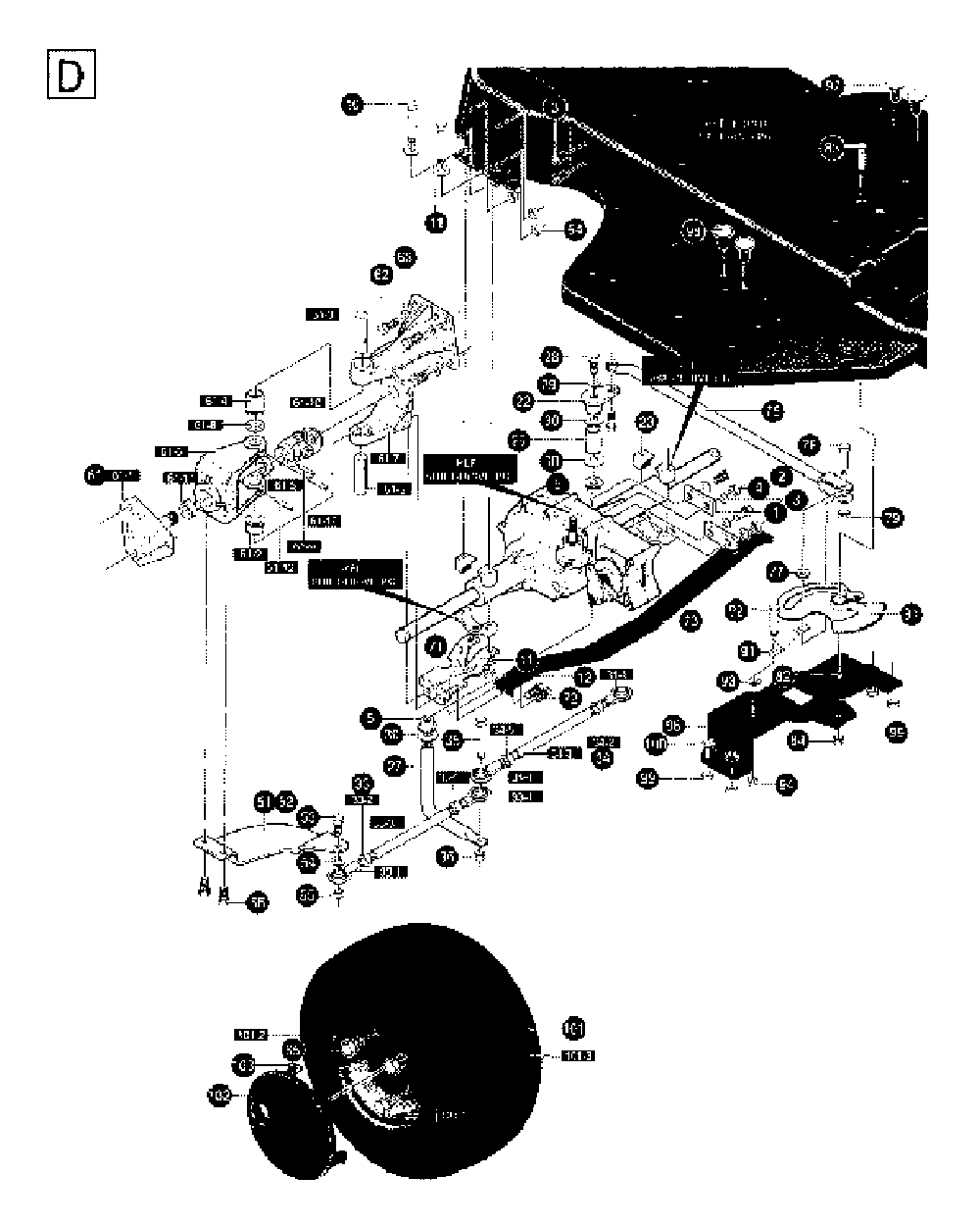 Drive Diagram and Parts List for LT4140H 1995-03 Husqvarna Lawn Tractor