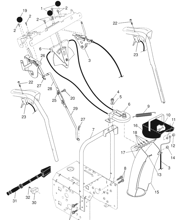 Control Panel / Discharge Chute Diagram and Parts List for 10527SBE (96193001605)(2008-01) Husqvarna Snow Blower