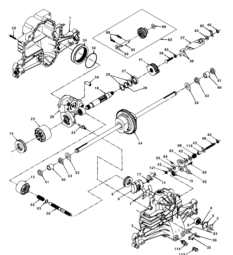 Hydro-Gear Transaxle Diagram and Parts List for LTH125 (HC125H42A)(954000782)(1994-01) Husqvarna Lawn Mower