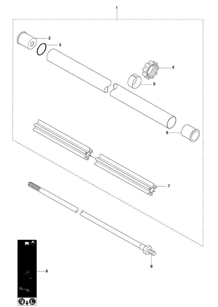 Shaft Diagram and Parts List for 345RX 20103600001-20144899999 Husqvarna Brush Cutter